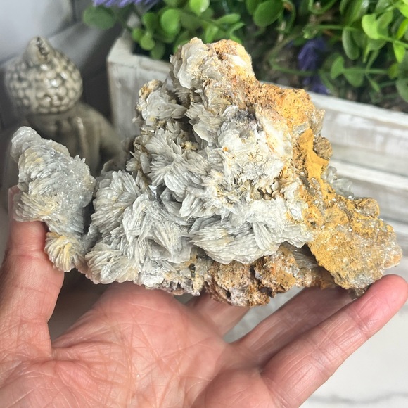 Witches Hat Blue Barite Specimen with Iron Deposits - Picture 4 of 4